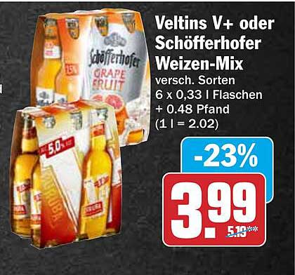 Veltins V+ oder Schöfferhofer Weizen-Mix