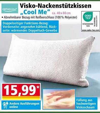Visko-Nackenstützkissen „Cool Me“ ca. 40 x 80 cm