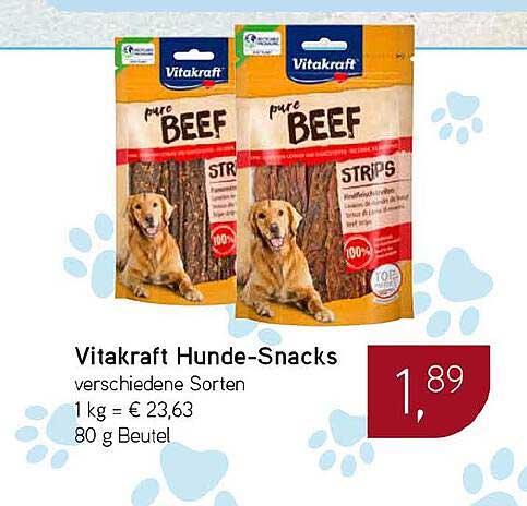 Vitakraft Hunde-Snacks verschiedene Sorten 1 kg = € 23,63 80 g Beutel