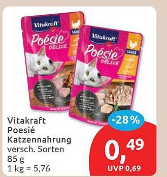 Vitakraft Poésie Katzennahrung versch. Sorten 85 g 1 kg = 5,76