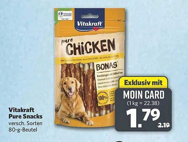 Vitakraft Pure Snacks versch. Sorten 80-g-Beutel