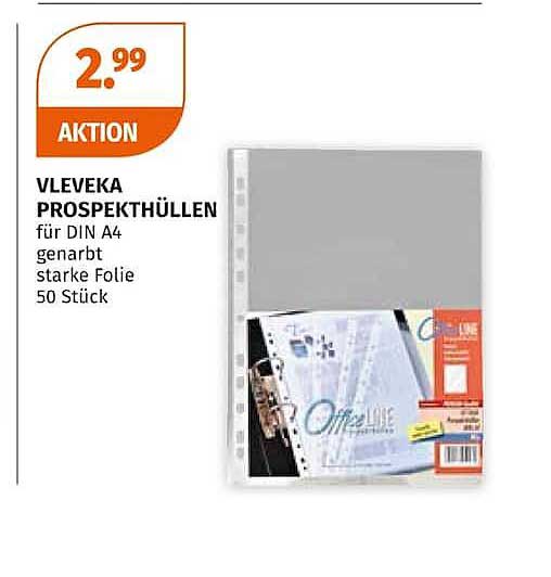 VLEVEKA PROSPEKTHÜLLEN für DIN A4 genarbt starke Folie 50 Stück