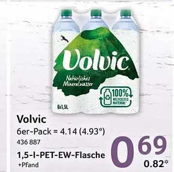 Volvic 6er-Pack = 4.14 (4.93*) 436 887 1,5-l-PET-EW-Flasche +Pfand