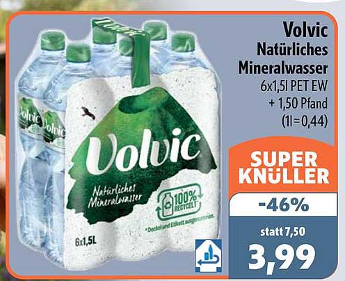 Volvic Natürliches Mineralwasser 6x1,5l PET EW + 1,50 Pfand (1l=0,44)