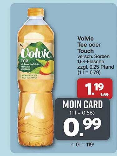 Volvic Tee oder Touch versch. Sorten 1,5-l-Flasche zzgl. 0.25 Pfand (1 l = 0.79)