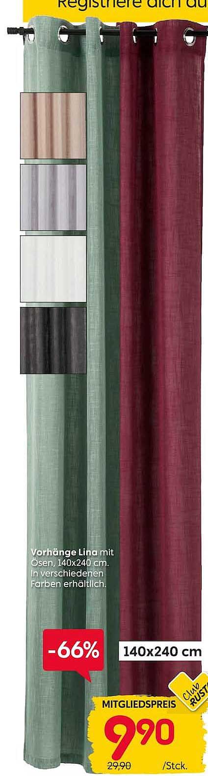 Vorhänge Lina mit Ösen, 140x240 cm. In verschiedenen Farben erhältlich.