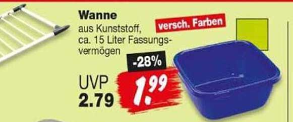 Wanne aus Kunststoff, ca. 15 Liter Fassungsvermögen, versch. Farben