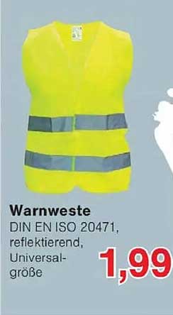 Warnweste DIN EN ISO 20471, reflektierend, Universalgröße