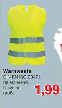 Warnweste DIN EN ISO 20471, reflektierend, Universalgröße