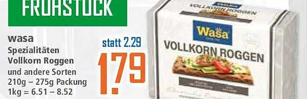 wasa Spezialitäten Vollkorn Roggen und andere Sorten 210g - 275g Packung