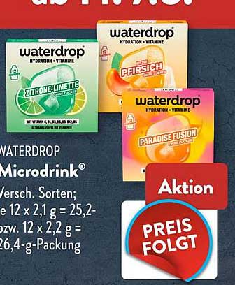 waterdrop Microdrink® Versch. Sorten; je 12 x 2,1 g = 25,2- bzw. 12 x 2,2 g = 26,4-g-Packung
