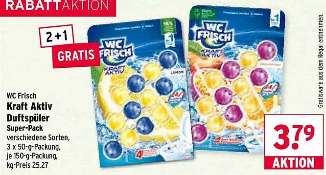 WC Frisch Kraft Aktiv Duftspüler Super-Pack verschiedene Sorten, 3 x 50-g-Packung, je 150-g-Packung, kg-Preis 25.27