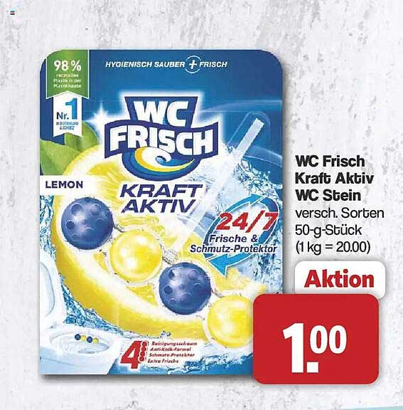 WC Frisch Kraft Aktiv WC Stein versch. Sorten 50-g-Stück (1 kg = 20.00)