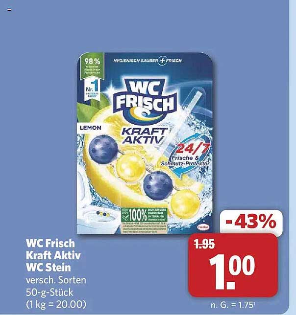 WC Frisch Kraft Aktiv WC Stein versch. Sorten 50-g-Stück (1 kg = 20.00)