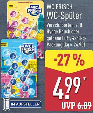 WC FRISCH WC-Spüler Versch. Sorten, z. B. Hygge Hauch oder goldene Luft; 4x50-g-Packung (kg = 24.95)