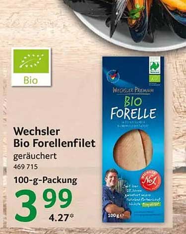Wechsler Bio Forellenfilet geräuchert 100-g-Packung