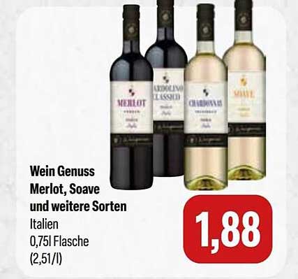 Wein Genuss Merlot, Soave und weitere Sorten