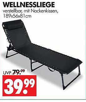 WELLNESSLIEGE verstellbar, mit Nackenkissen, 189x56x81cm