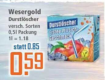 Wesergold Durstlöscher vers. Sorten 0,5 l Packung 1l = 1.18