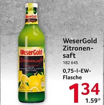 WeserGold Zitronensaft 0,75-l-EW-Flasche