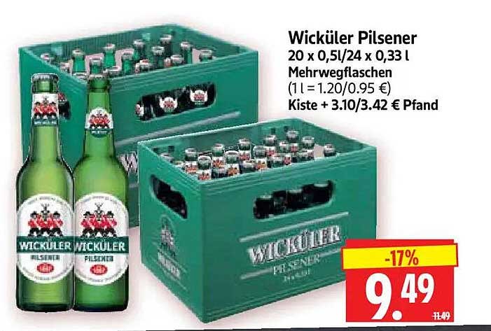 Wicküler Pilsener 20 x 0,5l/24 x 0,33 l Mehrwegflaschen