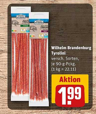 Wilhelm Brandenburg Tyrolini versch. Sorten, je 90-g-Packg. (1 kg = 22.11)
