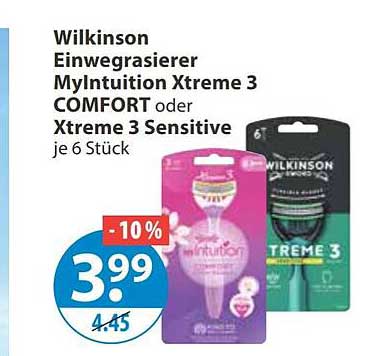 Wilkinson Einwegrasierer MyIntuition Xtreme 3 COMFORT oder Xtreme 3 Sensitive je 6 Stück