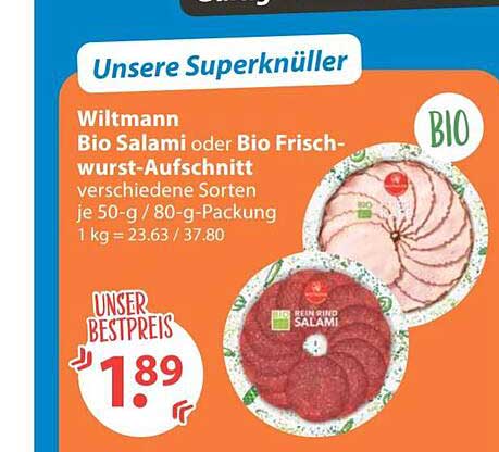 Wiltmann Bio Salami oder Bio Frischwurst-Aufschnitt