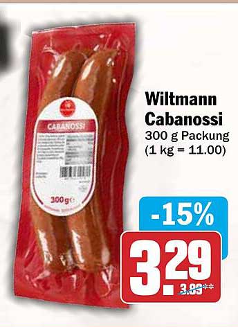 Wiltmann Cabanossi 300 g Packung (1 kg = 11.00)