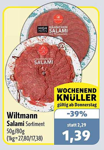 Wiltmann Salami Sortiment 50g/80g (1kg = 27,80/17,38)