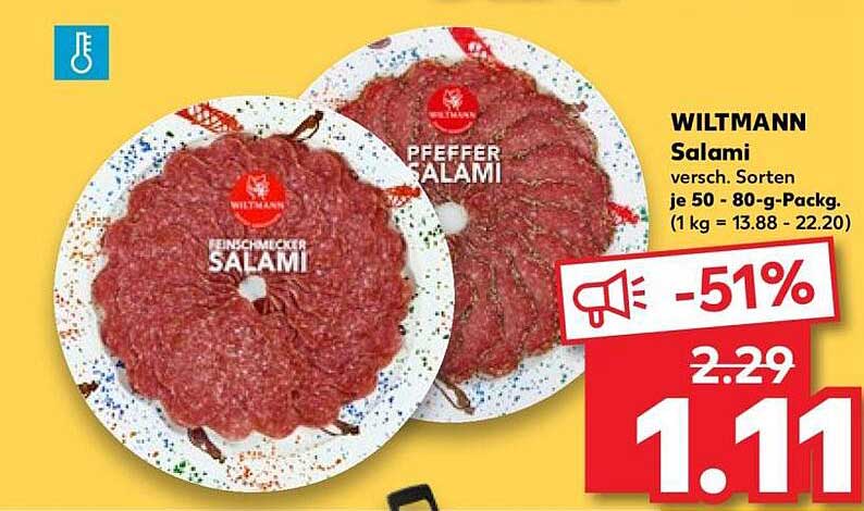 WILTMANN Salami versch. Sorten je 50 - 80 -Packg. (1 kg = 13.88 - 22.20)