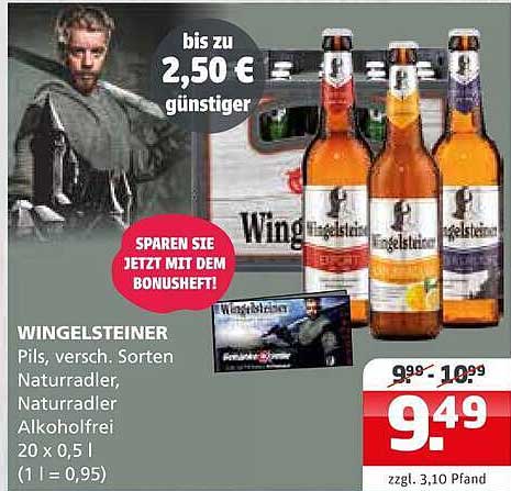 WINGELSTEINER Pils, versch. Sorten Naturradler, Naturradler Alkoholfrei 20 x 0,5 l (1 l = 0,95)