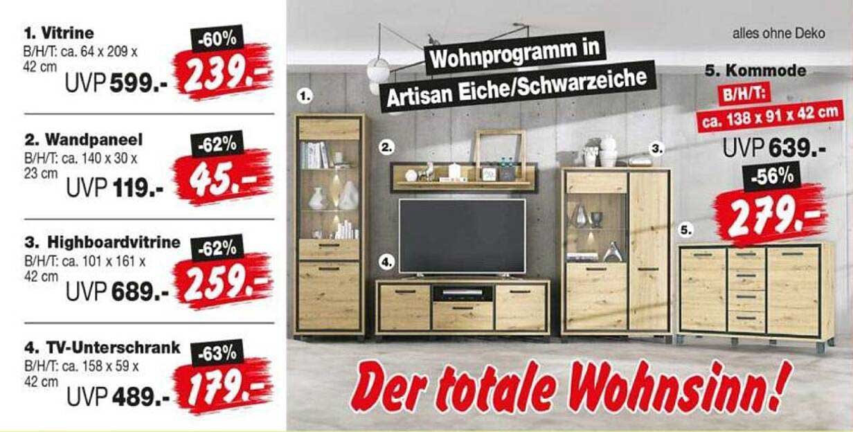 Wohnprogramm in Artisan Eiche/Schwarzeiche