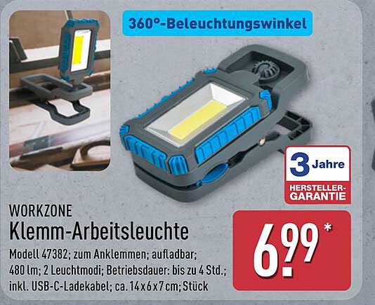 WORKZONE Klemm-Arbeitsleuchte