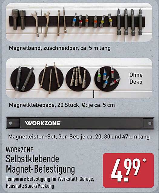 WORKZONE Selbstklebende Magnet-Befestigung
