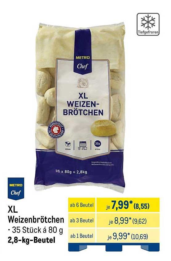 XL Weizenbrötchen • 35 Stück à 80 g 2,8-kg-Beutel