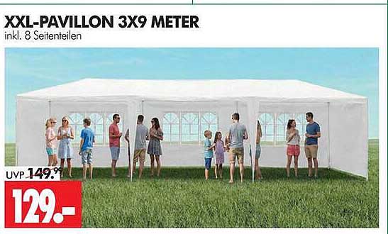 XXL-PAVILLON 3X9 METER inkl. 8 Seitenteilen