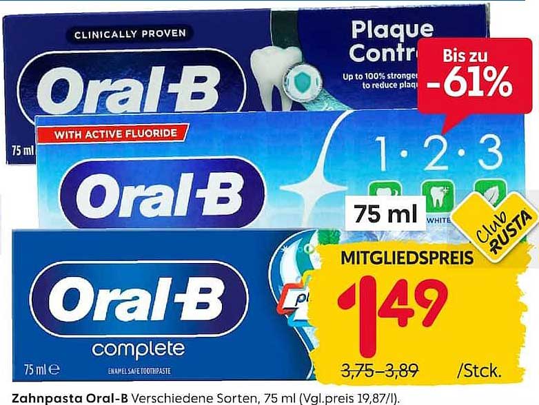 Zahnpasta Oral-B Verschiedene Sorten, 75 ml