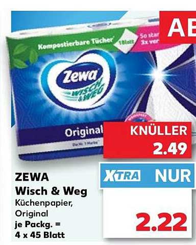 ZEWA Wisch & Weg Küchenpapier, Original je Packg. = 4 x 45 Blatt