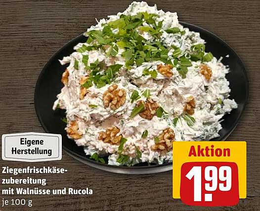 Ziegenfrischkäse-zubereitung mit Walnüsse und Rucola je 100 g
