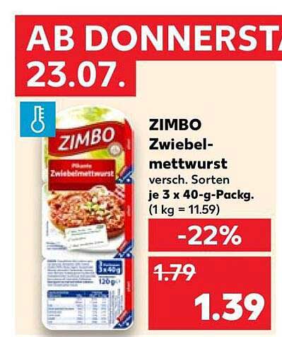 ZIMBO Zwiebelmettwürst versch. Sorten je 3 x 40-g-Packg. (1 kg = 11.59)