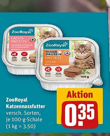 ZooRoyal Katzennassfutter versch. Sorten, je 100-g-Schale (1 kg = 3.50)
