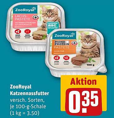 ZooRoyal Katzennassfutter versch. Sorten, je 100-g-Schale (1 kg = 3.50)