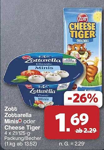 Zott Zottarella Minis* oder Cheese Tiger