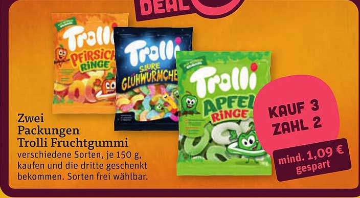 Zwei Packungen Trolli Fruchtgummi
