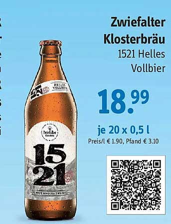 Zwiefalter Klosterbräu 1521 Helles Vollbier