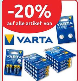 -20% auf alle Artikel von VARTA