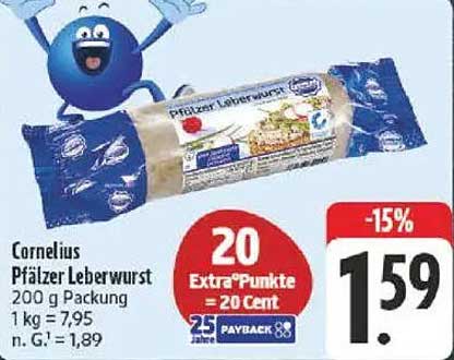 Cornelius Pfälzer Leberwurst 200 g Packung