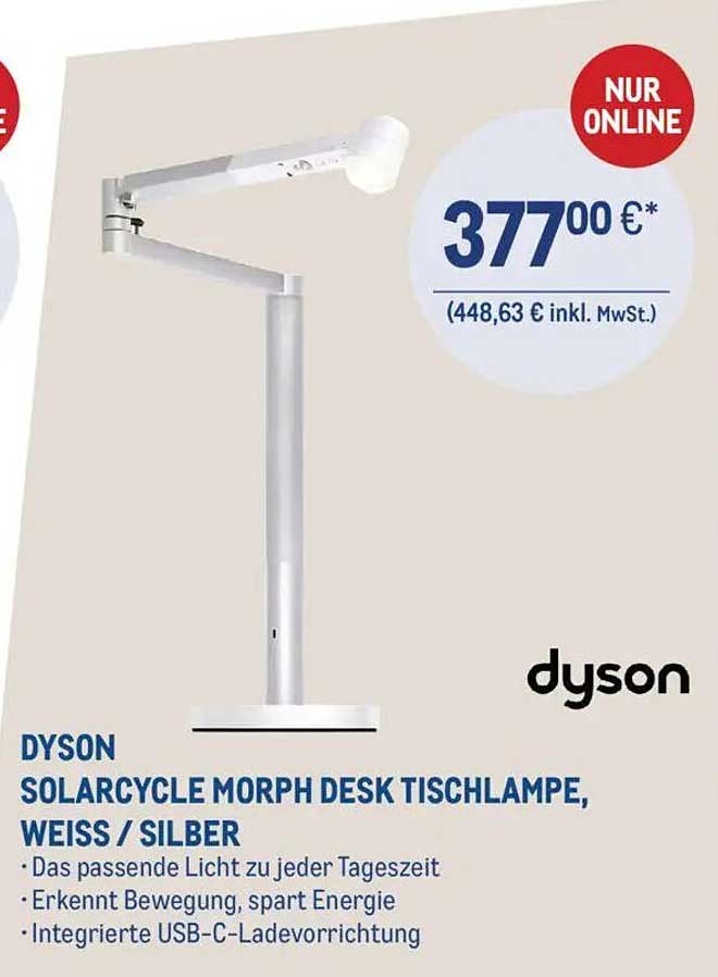 DYSON SOLARCYCLE MORPH DESK TISCHLAMPE, WEISS / SILBER