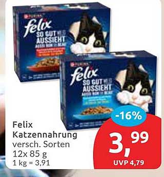 Felix Katzennahrung verschiedener Sorten 12 x 85 g